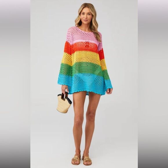 Show Me Your MuMu Other - Show Me Your Mumu Women's Paula Colorful Color-block Crochet Pullover Size Small
